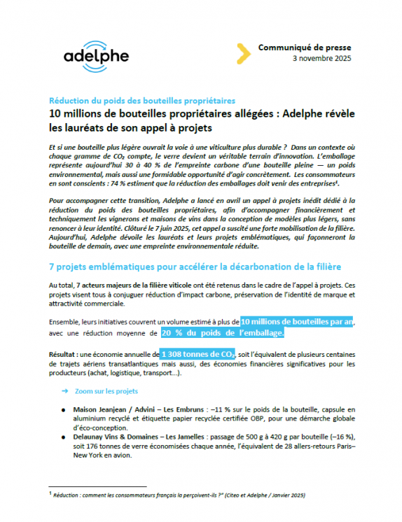 Lauréats aap bouteilles propriétaires