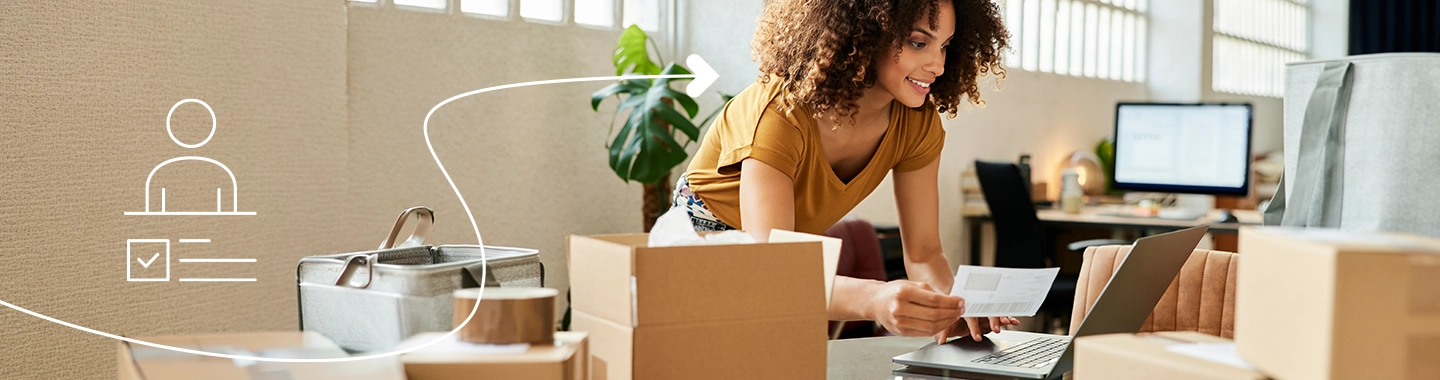 visuel illustrant une personne vÃ©rifiant son Ã©ligibilitÃ© REP des emballages